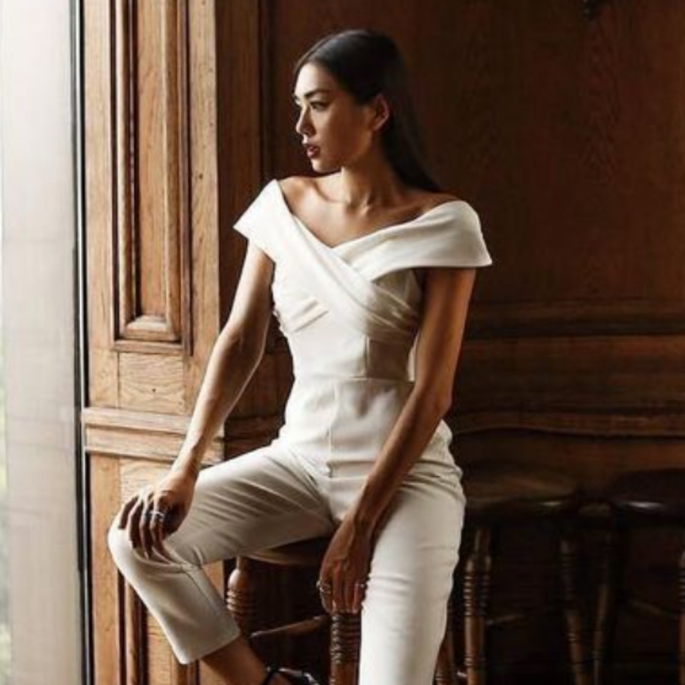 Off shoulder formal jump suit